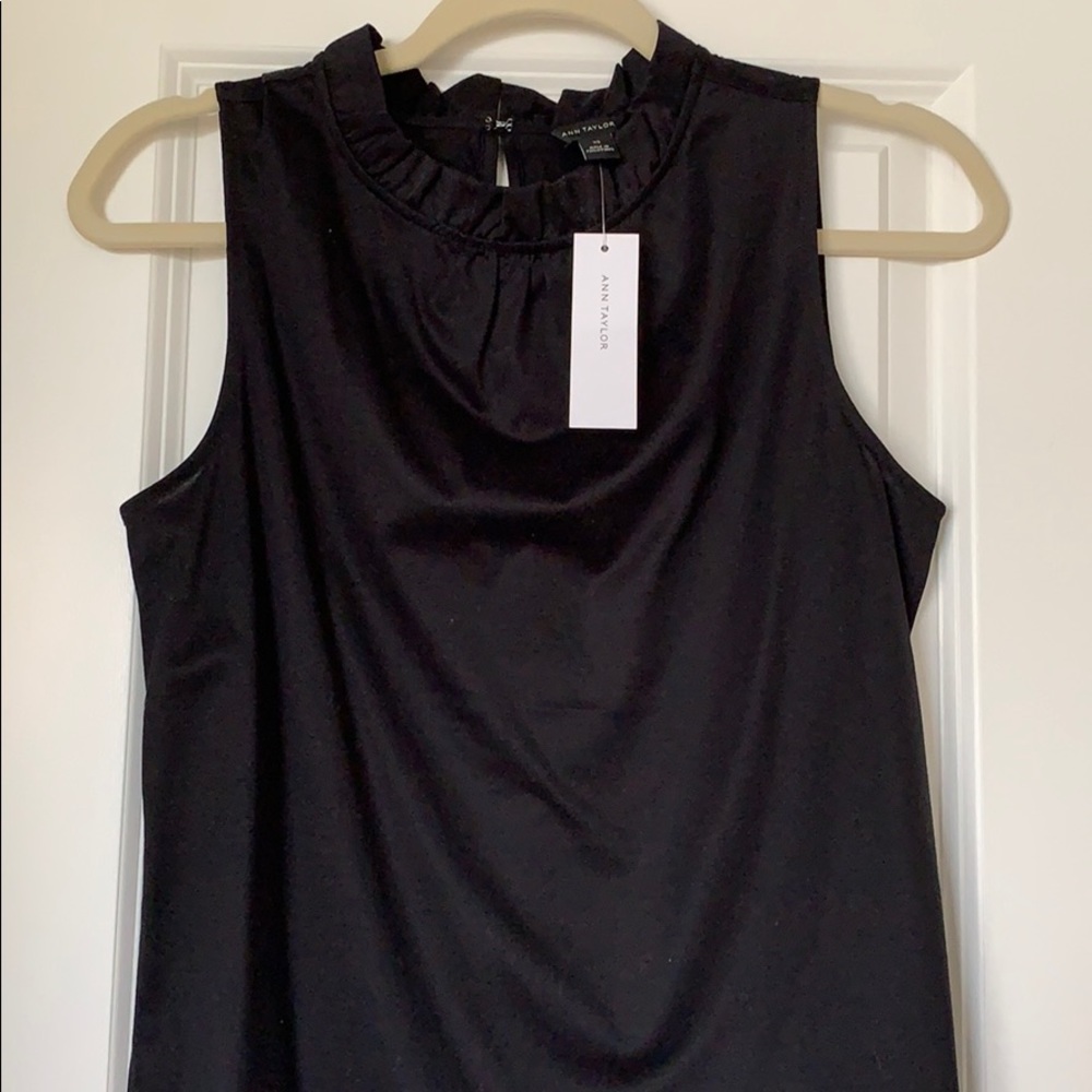 Black Blouse with Ruffle Collar